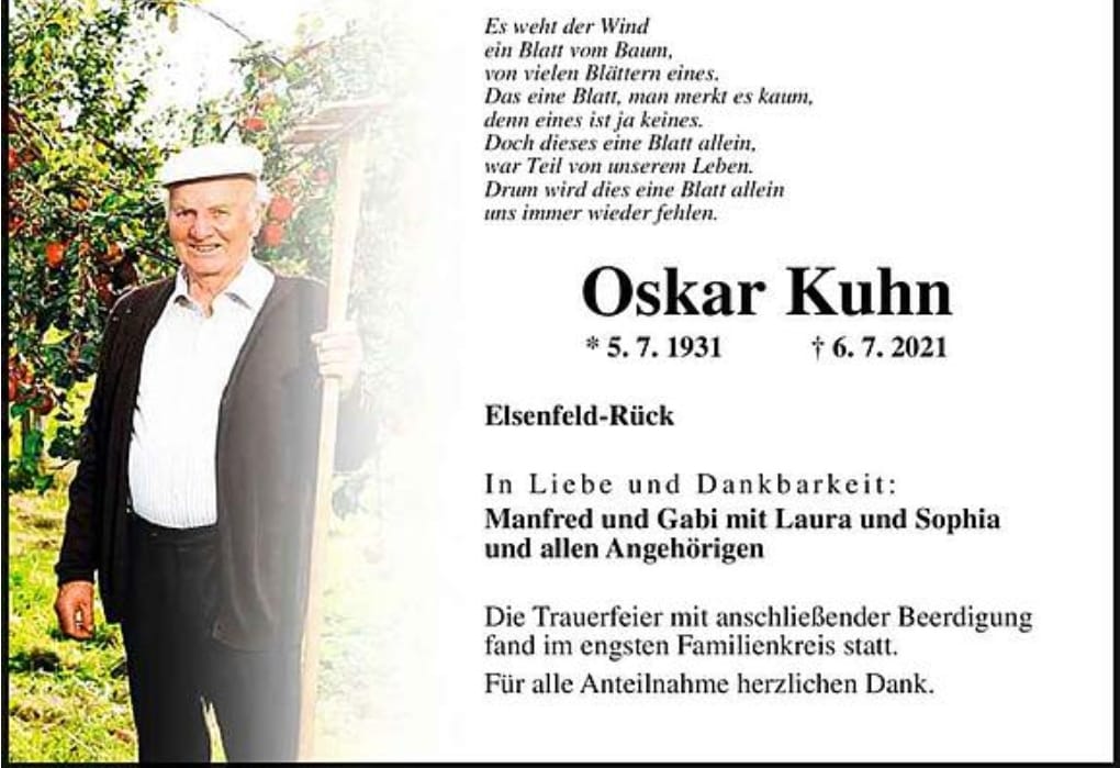 Oskar Kuhn - Gründer der Spessartkelterei